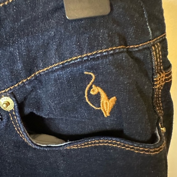 Baby Phat Y2K  Dark Indigo Flare Jeans with Gold Accents - Picture 3 of 9